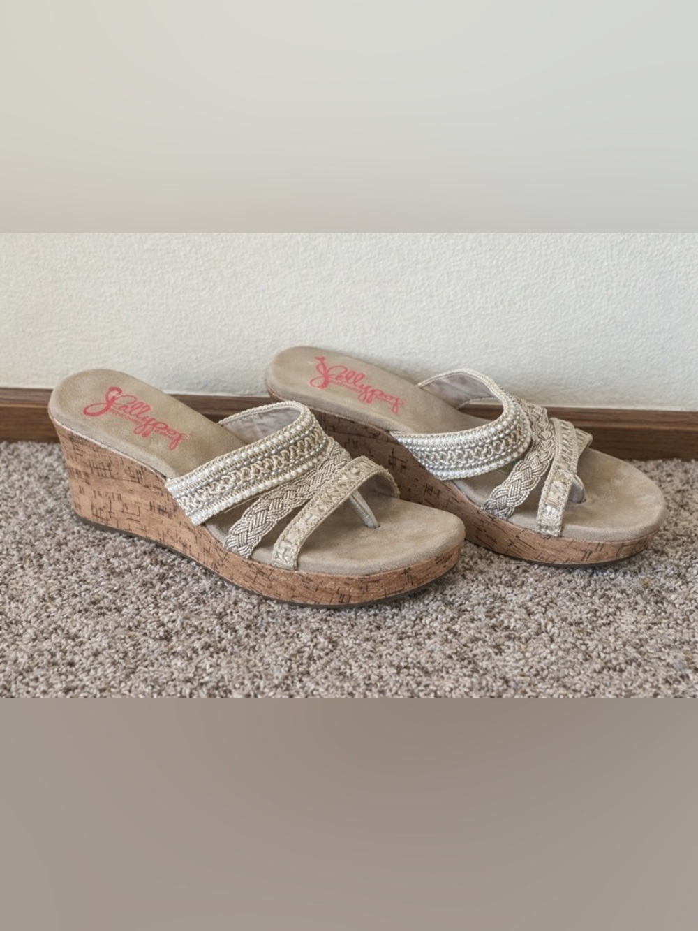 jelly pop tan cork wedge heels y2k